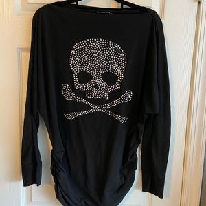 Cool skull studded black knit sweater